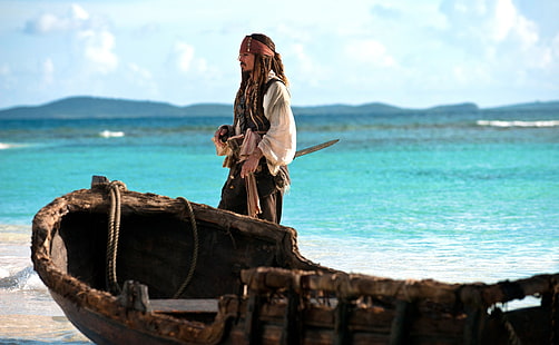 Джак Спароу Пирати от Карибите на ..., Карибски пирати тапет, Филми, Карибски пирати, Карибите, Джак, Пирати, Непознат, Приливи и отливи, Врабче, HD тапет HD wallpaper