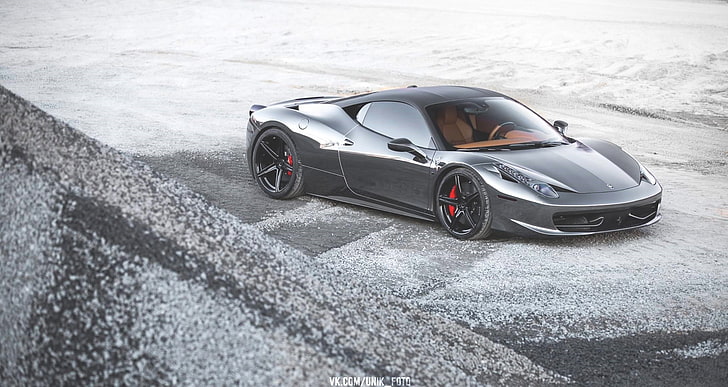 carro preto e cinza, Ferrari, carro esportivo, Ferrari 458, HD papel de parede