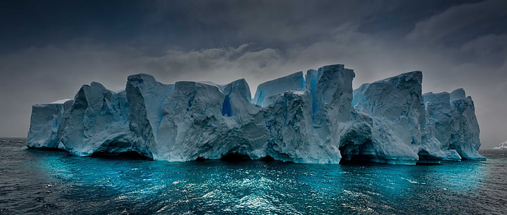 леден ледник, плаващ върху вода, лед, море, HD тапет HD wallpaper
