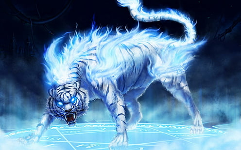 Flaming Tiger!, เสือ, นามธรรม, อื่น ๆ , เพลิง, 3 มิติและนามธรรม, วอลล์เปเปอร์ HD HD wallpaper