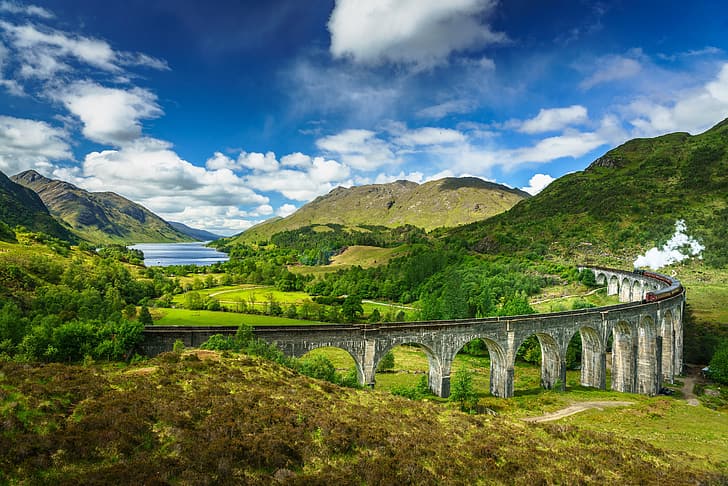 jembatan, mesin, Skotlandia, Glenfinnan, Lochaber, Wallpaper HD