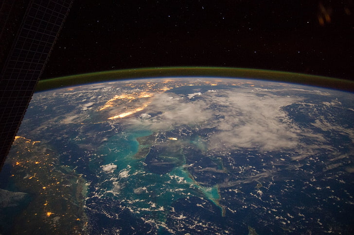 Земля, из космоса, Багамские острова, Куба, Флорида, НАСА, Карибский бассейн, HD обои