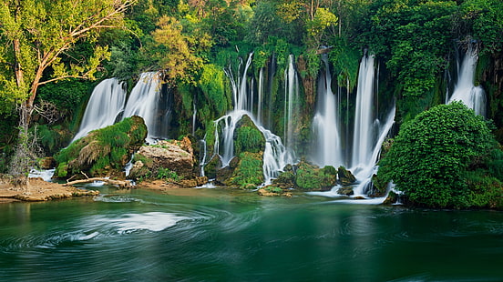 Водопади, водопад, зеленина, природа, HD тапет HD wallpaper