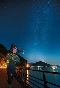 Ama vivi! Sole, acqua, ragazze anime, notte, Matsuura Kanan, Sfondo HD HD wallpaper