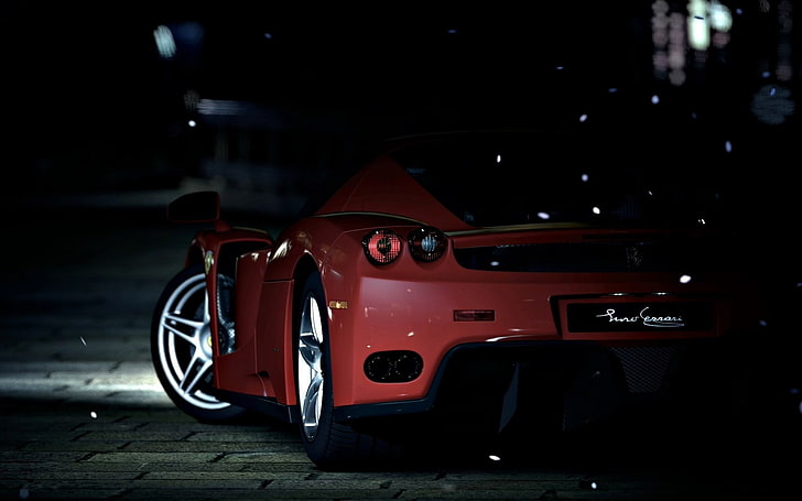 czerwone coupe Ferrari, samochód sportowy, Tapety HD