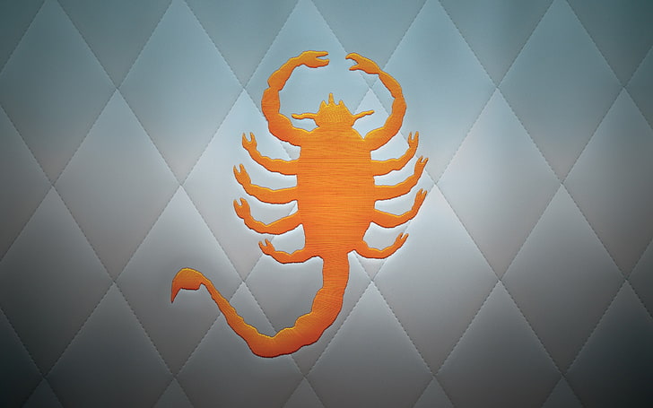 логотип оранжевого скорпиона, Драйв, скорпионы, простые, HD обои