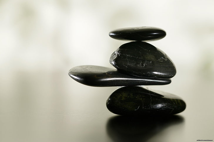 piedra de mojón negro, piedras, equilibrio, Fondo de pantalla HD