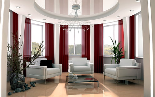белый 3-х местный диван, гостиная, комната, стулья, окно, стиль, HD обои HD wallpaper