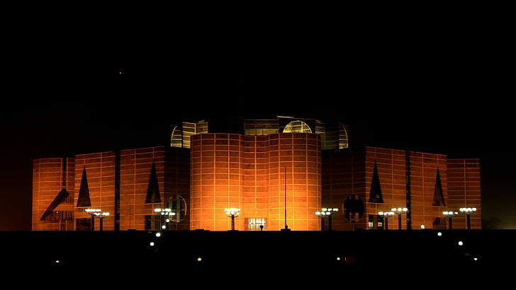 bangladesh, maison, nuit, parlament, papier peint, Fond d'écran HD