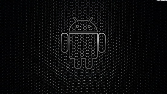 Android Black, android black, logo, black background, HD wallpaper HD wallpaper