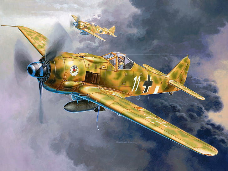 الحرب العالمية الثانية ، fw 190 ، Focke-Wulf ، وفتوافا ، ألمانيا ، طائرة ، عسكرية ، طائرة ، طائرة عسكرية، خلفية HD