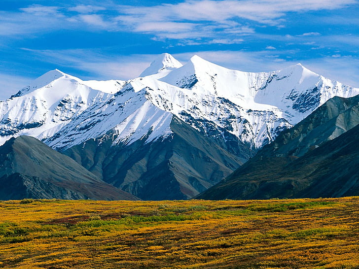 Национален парк Денали Аляска HD, снежна скалиста планина, природа, пейзаж, парк, национален, Аляска, Денали, HD тапет