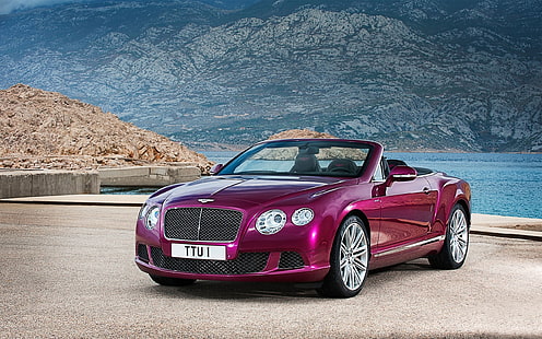 pink Bentley Continental convertible coupe, bentley continental gt, 2014, bentley, new, cars, HD wallpaper HD wallpaper