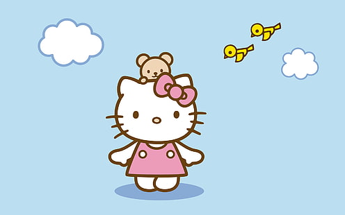 cute, hello kitty, kitten, pink, HD wallpaper HD wallpaper