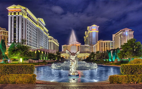 Хотел Caesars Palace With Fountain, Лас Вегас, Невада, Северна Америка Hd Wallpaper 1920 × 1200, HD тапет HD wallpaper