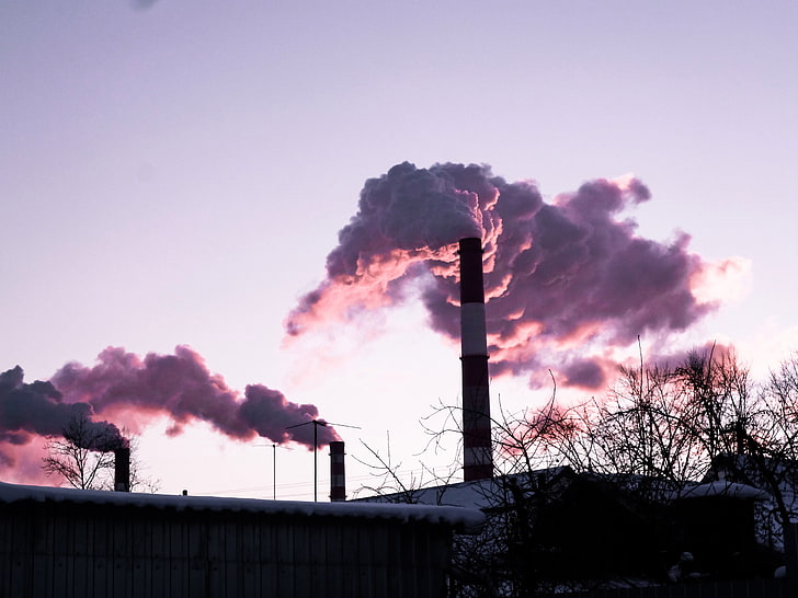 Fabrik, Rauch, Winter, Fabrikrohre, Verschmutzung, Schornsteine, HD-Hintergrundbild