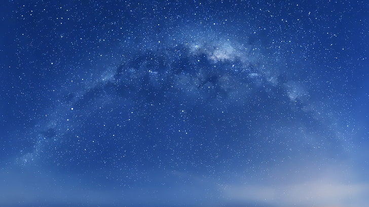 Stock، Mac OS X، Starry sky، 5K، Stars، Milky Way، Blue sky، خلفية HD