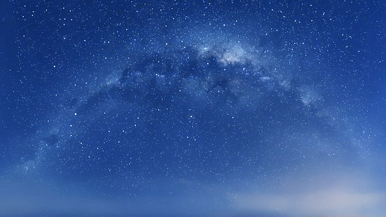 Stock, Mac OS X, Starry sky, 5K, Stars, Milky Way, Blue sky, HD wallpaper HD wallpaper