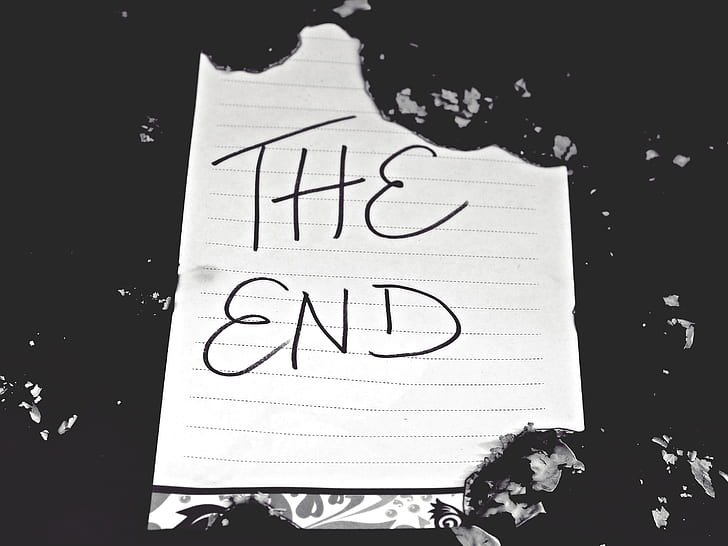 inscription, the end, ashes, bw, HD wallpaper