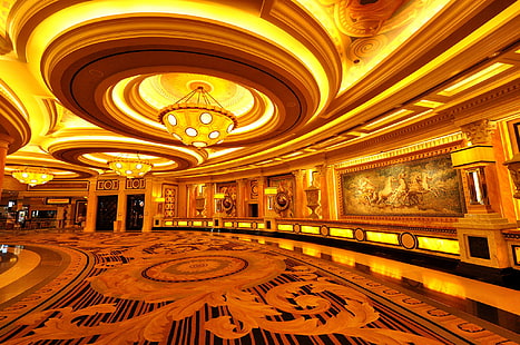 Las Vegas, chandelier, USA, hall, casino, HD wallpaper HD wallpaper