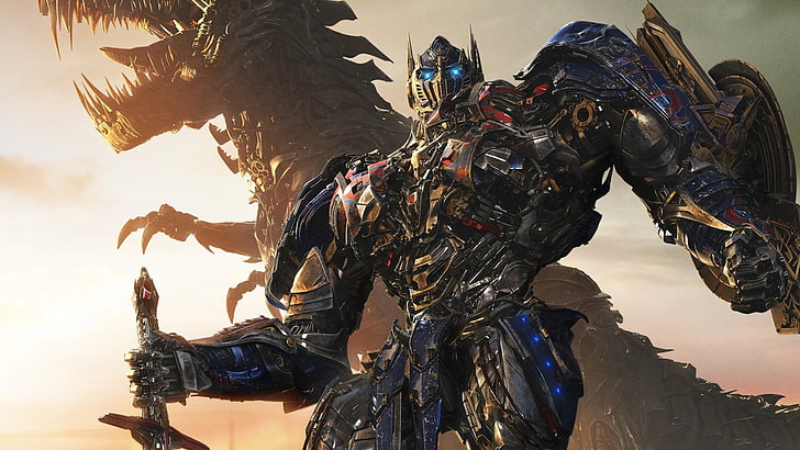 Sfondo digitale Transformer, Transformers, Transformers: Age of Extinction, Optimus Prime, robot, fantascienza, dinosauri, film, Sfondo HD