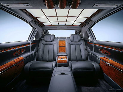 Maybach Classic Interior 3, interior limousine abu-abu dan coklat, interior, klasik, maybach, mobil, Wallpaper HD HD wallpaper