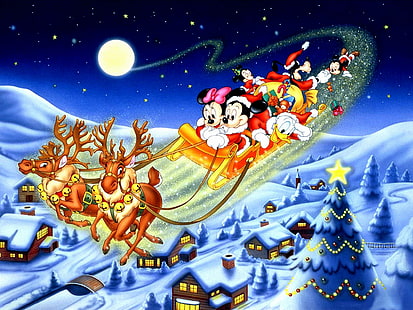 christmas, disney, holiday, mickey, HD wallpaper HD wallpaper