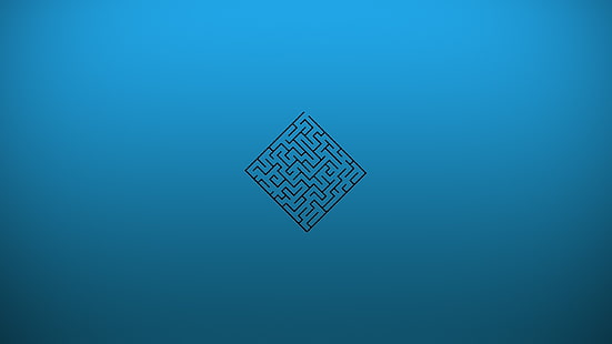illustration de labyrinthe de cube, labyrinthe, œuvres d'art, fond bleu, Fond d'écran HD HD wallpaper