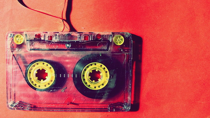 cinta de cassette de plástico transparente y gris, música, cassette, vintage, Fondo de pantalla HD
