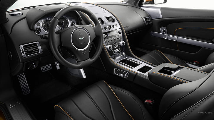 Aston Martin Interior HD, black car steering wheel, cars, interior, martin, aston, HD wallpaper