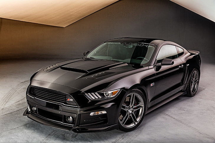 Mustang, Ford, Black, Roush, 2015, Stage 3, FRD, HD wallpaper