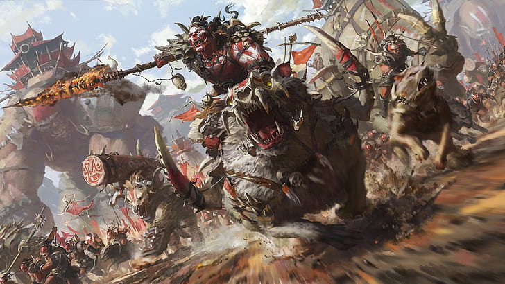 orkowie, Artwork, Stanton Feng, Desert Half-Orcs, Rise of The Horde Sarnuk bloodsoul, Tapety HD