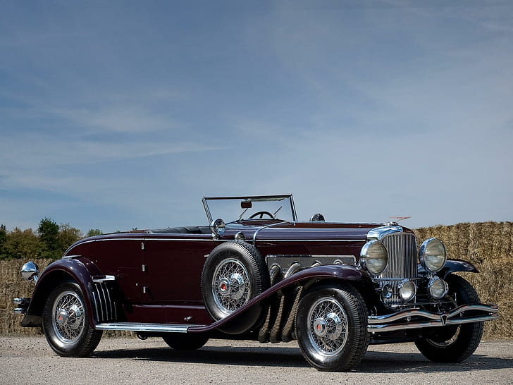 1935 Duesenberg Model J, vintage maroon convertible car, duesenberg, antique, model, automobile, classic, cars, HD wallpaper