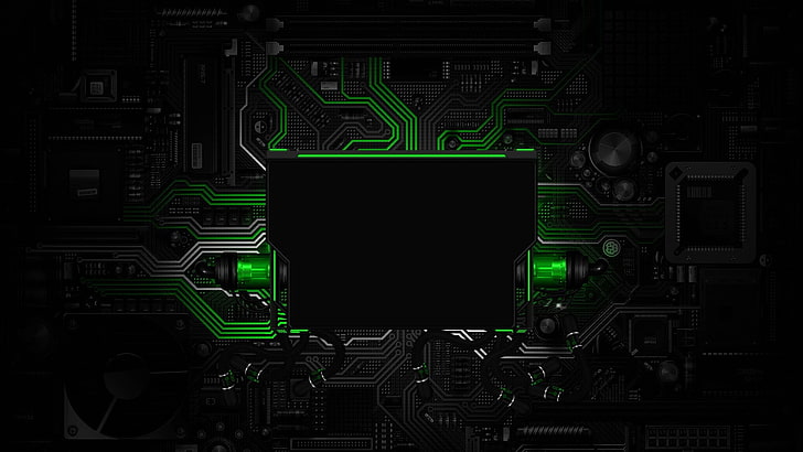 papier peint numérique de circuit imprimé vert, technologie, art numérique, Fond d'écran HD