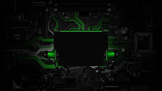 digitale Tapete der grünen Leiterplatte, Technologie, digitale Kunst, HD-Hintergrundbild HD wallpaper