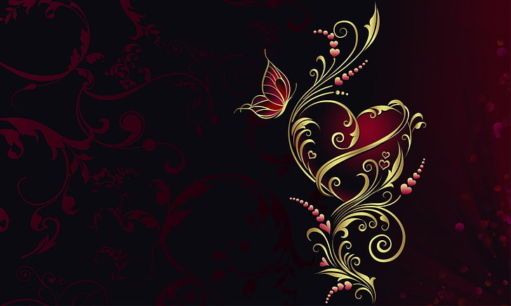 red butterfly illustration, Artistic, Cute, HD wallpaper