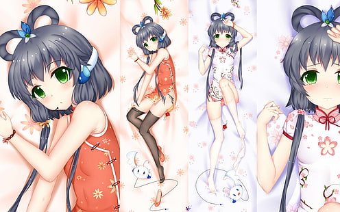 anime girls, Luo Tianyi, Cheongsam, Chinese dress, Vocaloid China, dakimakura, HD wallpaper HD wallpaper