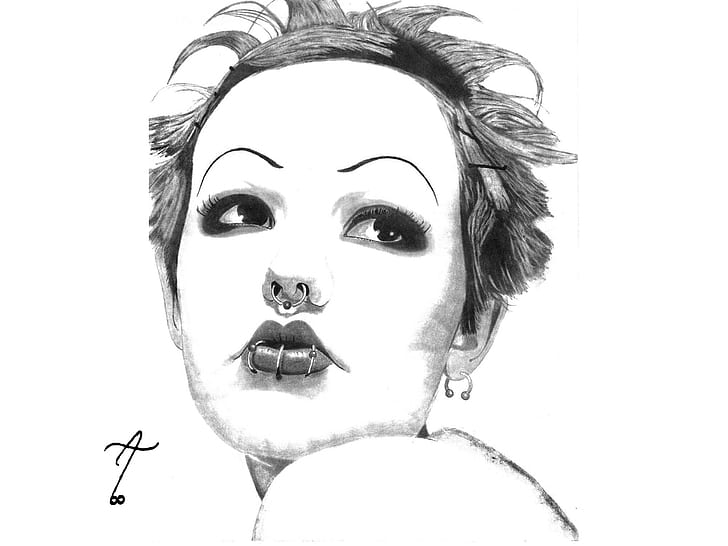 Gothic BW Drawing Face White HD, цифровая графика, рисунок, белый, черно-белое, лицо, готика, HD обои
