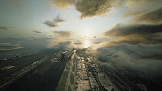 F-22 Raptor, Ace Combat 7, военный самолет, HD обои HD wallpaper