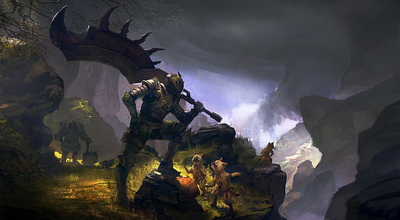 Lukisan Dark Souls, seni fantasi, Monster Hunter, Wallpaper HD HD wallpaper