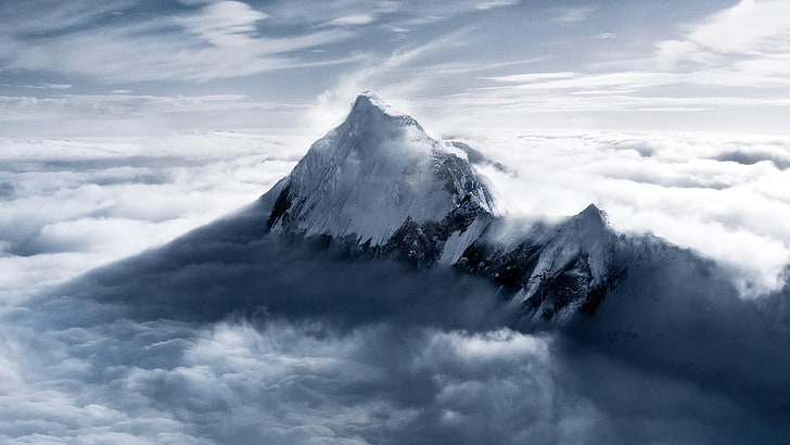 everest, mountain, cloud, peak, mount everest, snowy, HD wallpaper