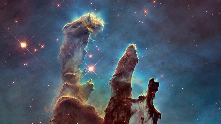 galaxy digital wallpaper, Pillars of Creation, espacio, estrellas, nebulosa, Fondo de pantalla HD