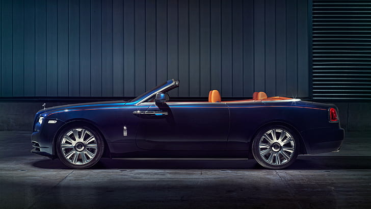 Rolls-Royce Dawn, samochód, niebieski kabriolet, samochód, kabriolet, Rolls-Royce Dawn, Tapety HD