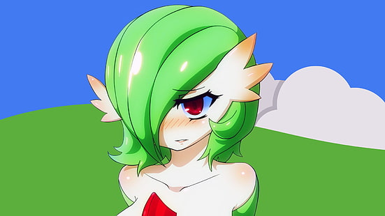 женский персонаж аниме в зеленых волосах, гардевуар, покемон, аниме, HD обои HD wallpaper