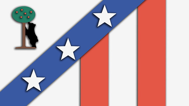blue and red flag, Atletico Madrid, soccer, soccer clubs, sport , sports, material style, sports club, HD wallpaper