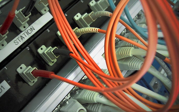 câble orange, internet, FO, multimode, SC / SC, fibre optique, réseau, fils, ordinateur, câble, technologie, chiffres, Fond d'écran HD