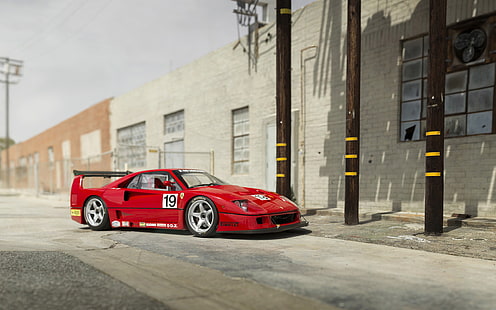червено Ferrari F40, кола, Ferrari F40, дълбочина на рязкост, HD тапет HD wallpaper