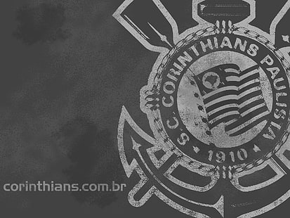 черно-серый логотип Коринфянам, футбол, Коринфянам, Бразилия, HD обои HD wallpaper