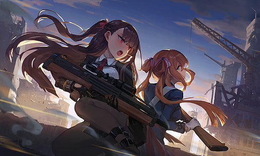 Anime Girls, Anime, Springfield (Girls Frontline), WA2000 (Girls Frontline), HD-Hintergrundbild HD wallpaper