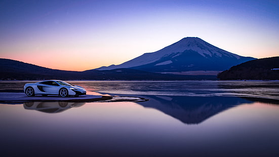 McLaren, Gran Turismo Sport, Monte Fuji, Paesaggio, 4K, Sfondo HD HD wallpaper